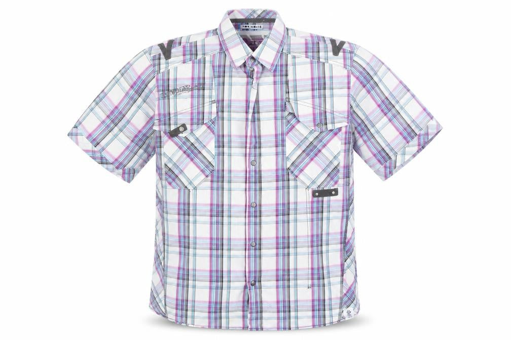 Front view of Tom Wolfe Men's Multicoloured Plaid Shirt, size L