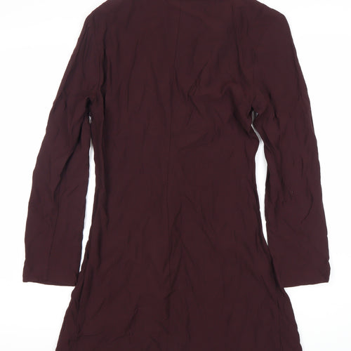 Zara Women Purple Collared Long Sleeve Dress, Size 8