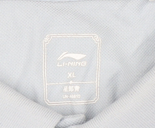 Li-Ning Men’s Grey Polo Shirt XL Button-Down