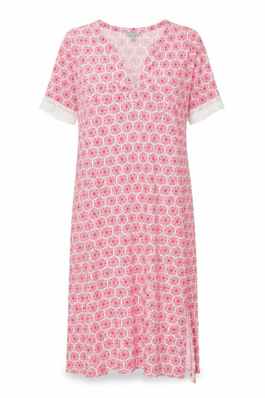Front view of Pure Collection Women's Geometric Pink Dress, size 12