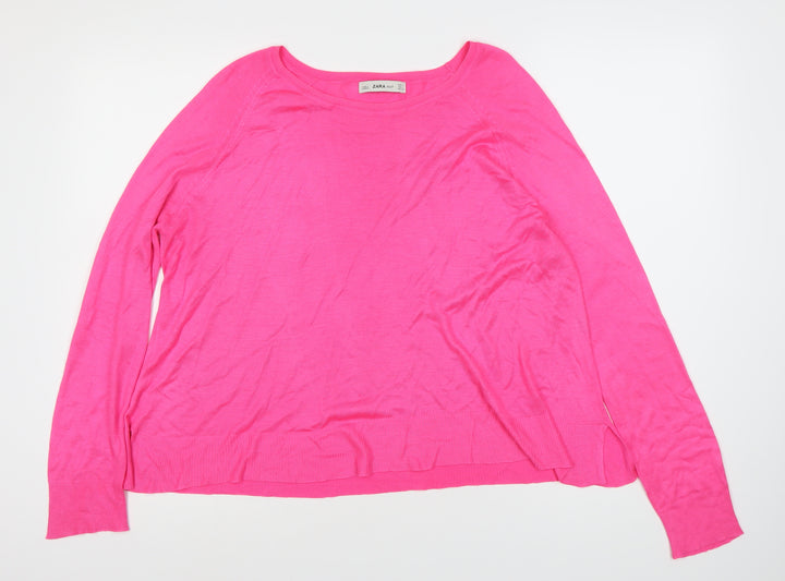 Zara Women Pink Round Neck Pullover Jumper Size L
