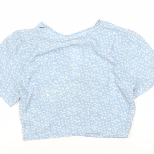 NA-KD Women’s Blue Floral Cropped Blouse, Size 8, New