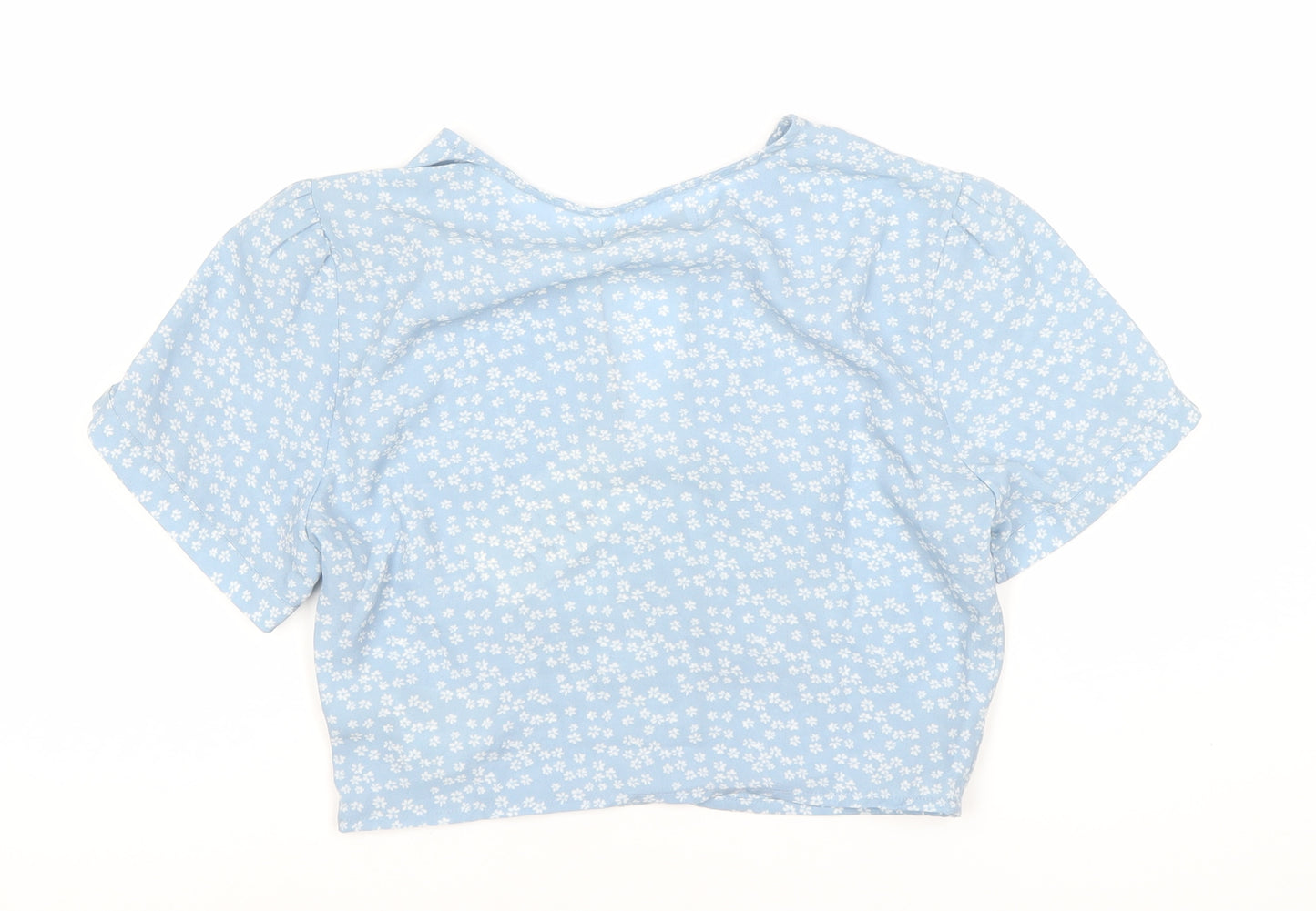 NA-KD Women’s Blue Floral Cropped Blouse, Size 8, New