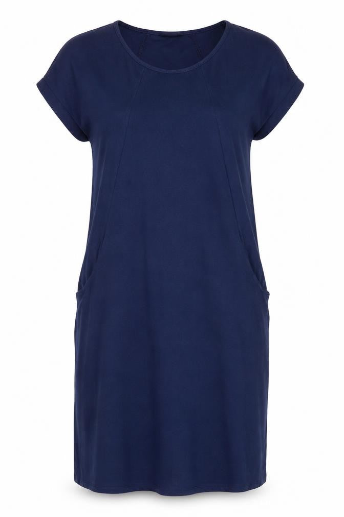 Front view of Roman Women's Blue Short Sleeve Dress, size 14