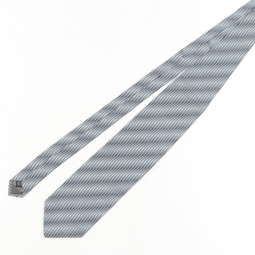 Baumler Men's Grey Striped Silk Tie