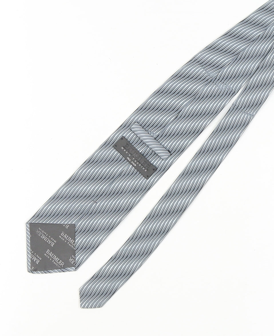 Baumler Men's Grey Striped Silk Tie
