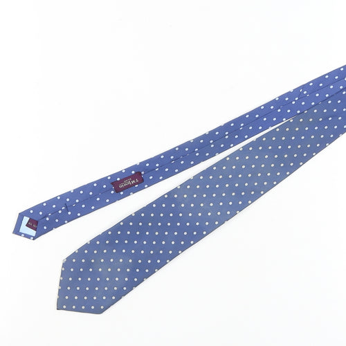 T.M.Lewin Men's Blue Silk Polka Dot Tie