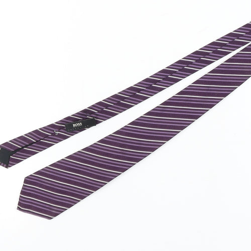 Hugo Boss Men's Purple Striped Silk Tie
