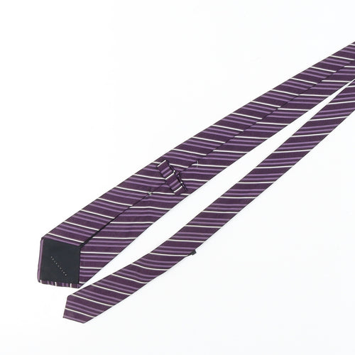Hugo Boss Men's Purple Striped Silk Tie