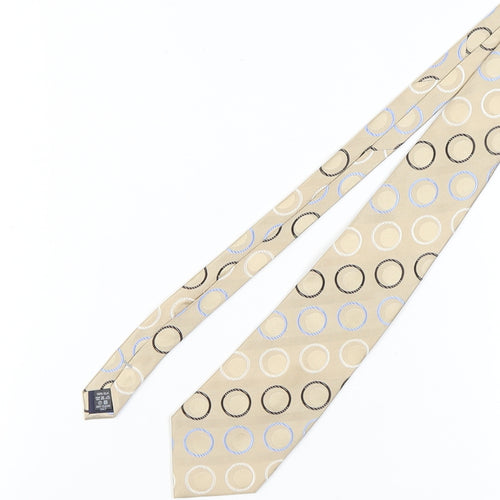 You Men's Beige Geometric Silk Tie - One Size