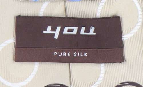 You Men's Beige Geometric Silk Tie - One Size