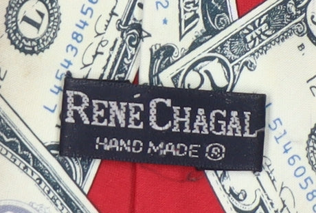 Rene Chagal Handmade Men's Money Print Silk Tie