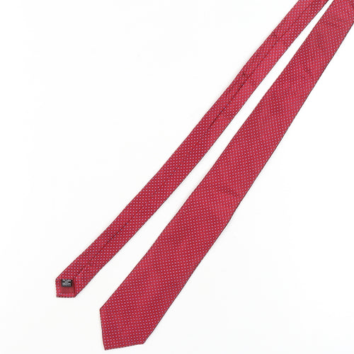 Moss Esq. Men's Red Silk Slim Tie Geometric Pattern