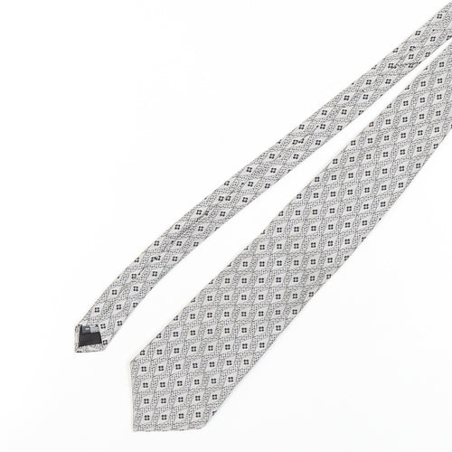 Angelo Litrico Men's Grey Geometric Silk Tie