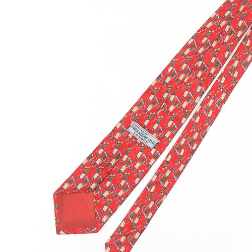 Threads of Silk Men's Red Silk Polo Theme Tie
