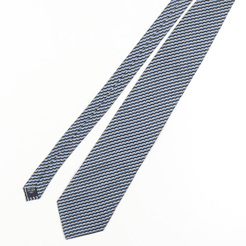 D'Alembic Men's Blue Silk Geometric Tie