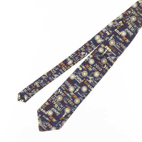 Past Times Men’s Blue Silk Tie with Year 2000 Theme
