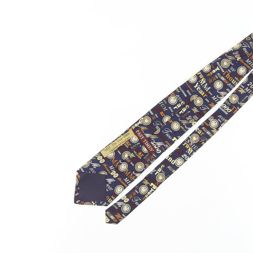 Past Times Men’s Blue Silk Tie with Year 2000 Theme