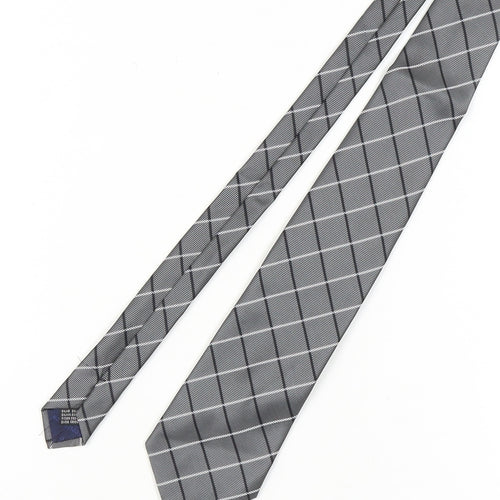 The Collection Men's Grey Plaid Silk Tie, One Size
