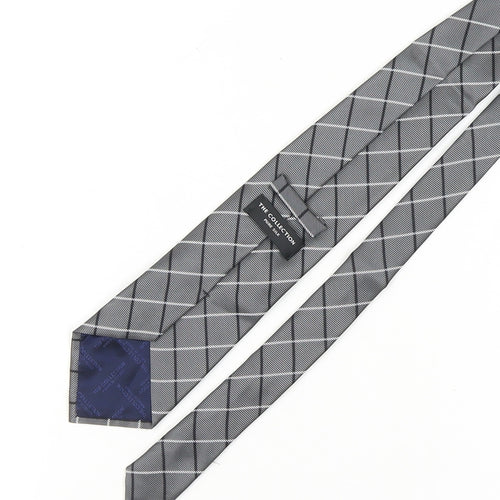 The Collection Men's Grey Plaid Silk Tie, One Size
