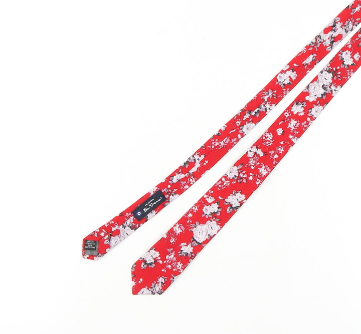 Ben Sherman Men's Red Floral Slim Tie