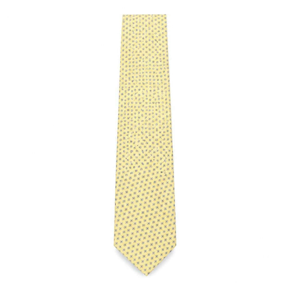 Front view of Daniel Hechter Men's Yellow Geometric Silk Tie
