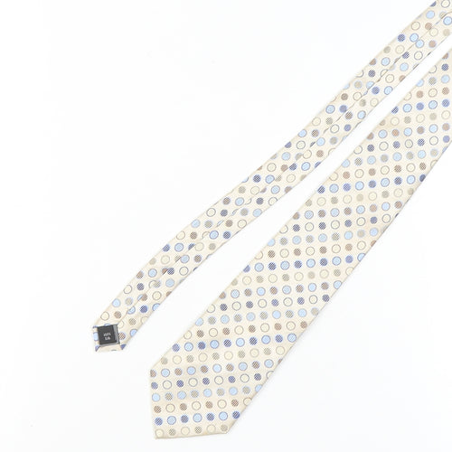Thomas Nash Men's Beige Silk Polka Dot Tie
