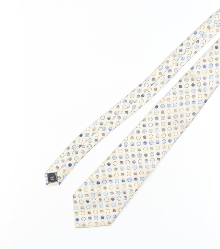 Thomas Nash Men's Beige Silk Polka Dot Tie