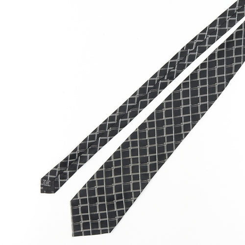 Pierre Cardin Men's Black Silk Tie Plaid Check One Size