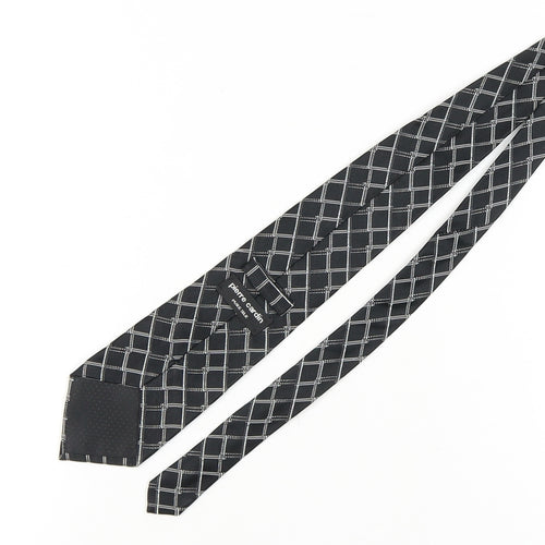 Pierre Cardin Men's Black Silk Tie Plaid Check One Size