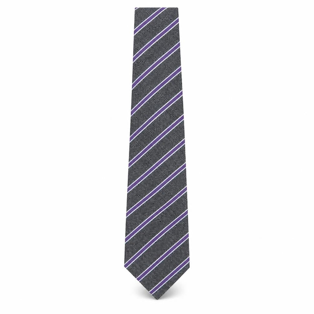Front view of Frank Rostron Men's Black Striped Silk Tie