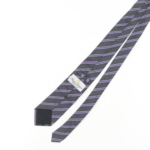Frank Rostron Men's Black Striped Silk Tie
