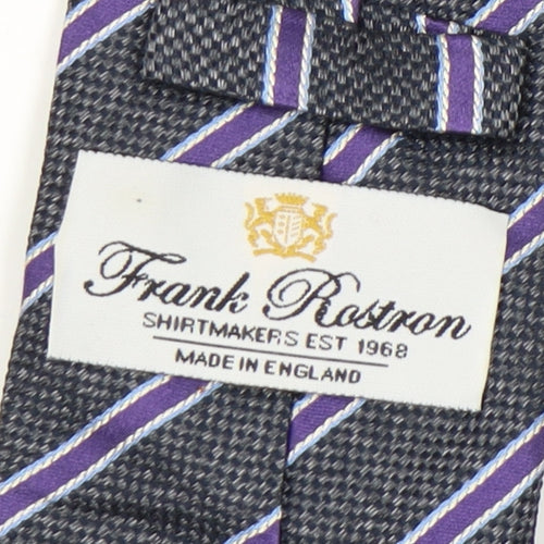 Frank Rostron Men's Black Striped Silk Tie