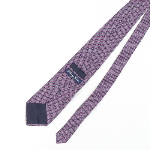 Racing Green Men's Purple Silk Geometric Tie, One Size
