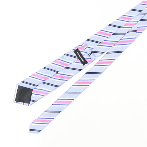 Pierre Cardin Men's Blue Pink Striped Silk Designer Tie