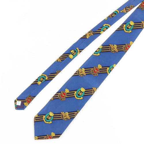 Angelo Litrico Men's Blue Silk Tie, Geometric, One Size