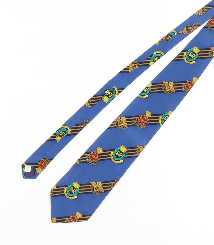 Angelo Litrico Men's Blue Silk Tie, Geometric, One Size