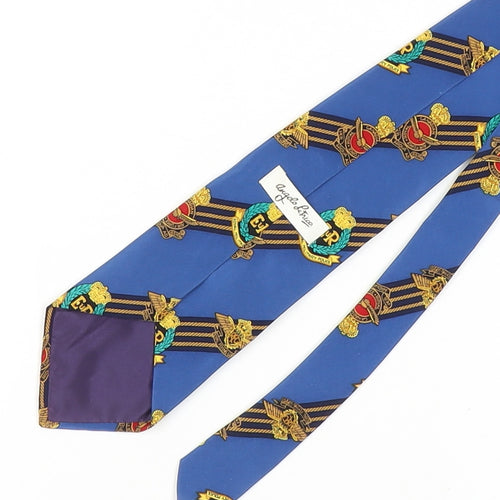 Angelo Litrico Men's Blue Silk Tie, Geometric, One Size