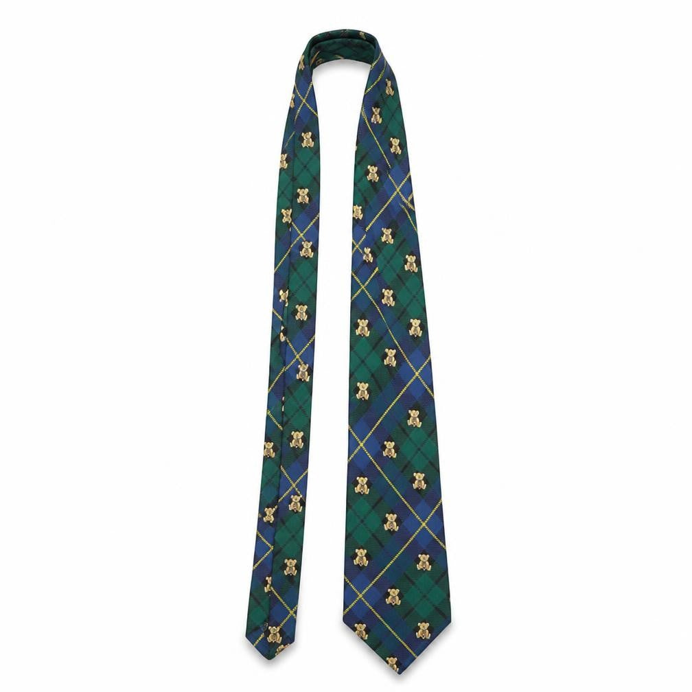 Austin Reed Men's Silk Tartan Tie, Blue Green, One Size