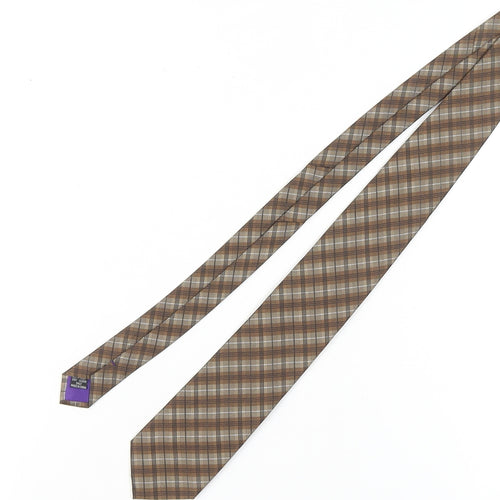 Paul Costelloe Men's Brown Plaid Silk Tie
