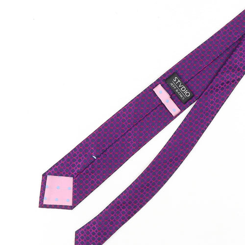 STVDIO Jeff Banks Men's Purple Silk Geometric Tie