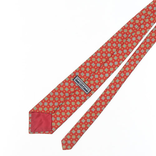 Greenwoods Men's Red Geometric Silk Tie One Size