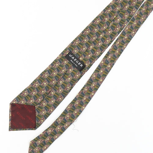 Jaeger Men's Green Geometric Silk Tie