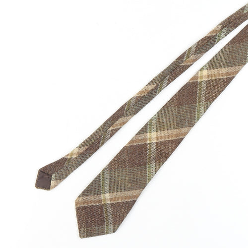 Dunn & Co Men's Brown Plaid Wool Tie Tweed