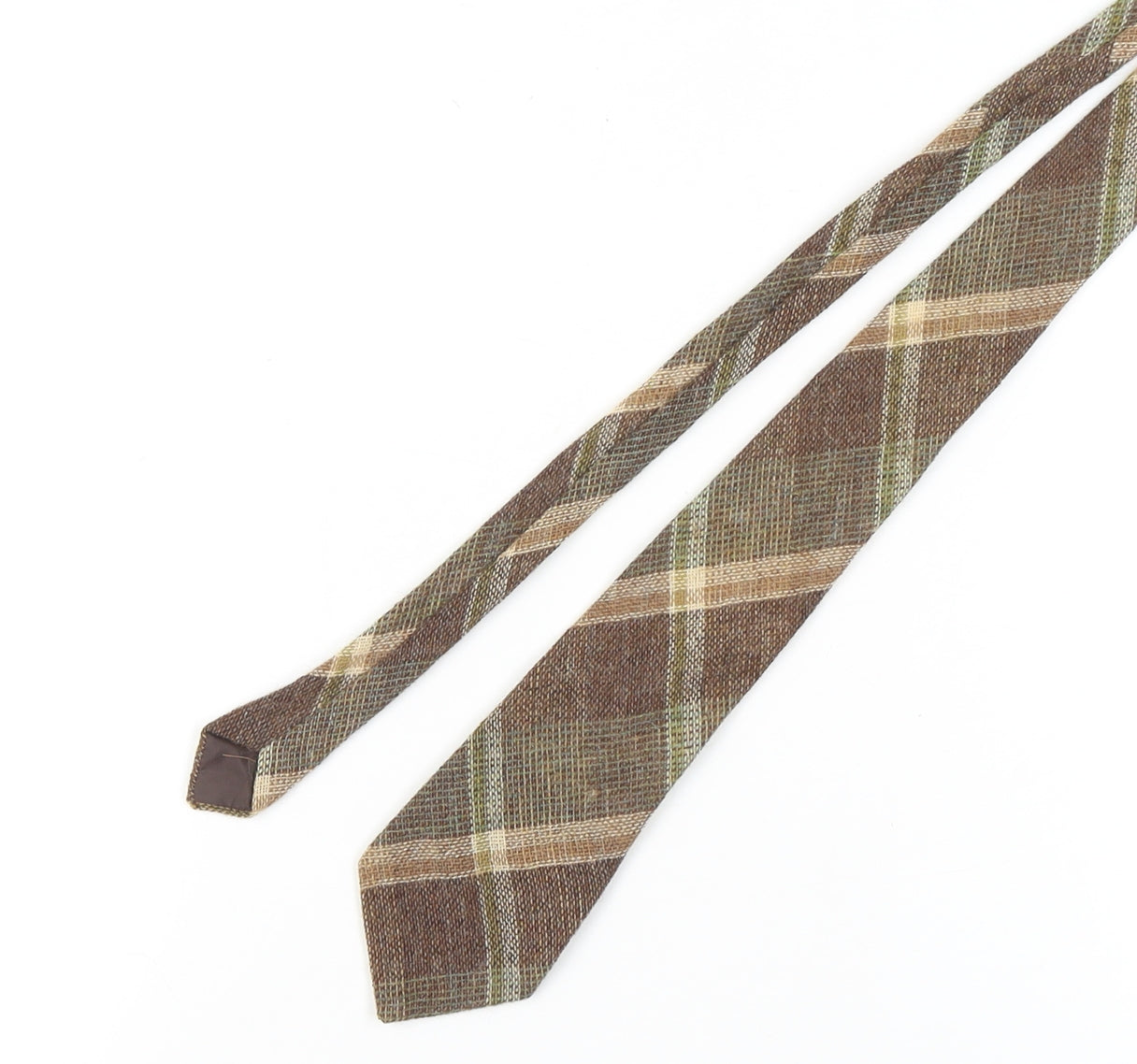 Dunn & Co Men's Brown Plaid Wool Tie Tweed