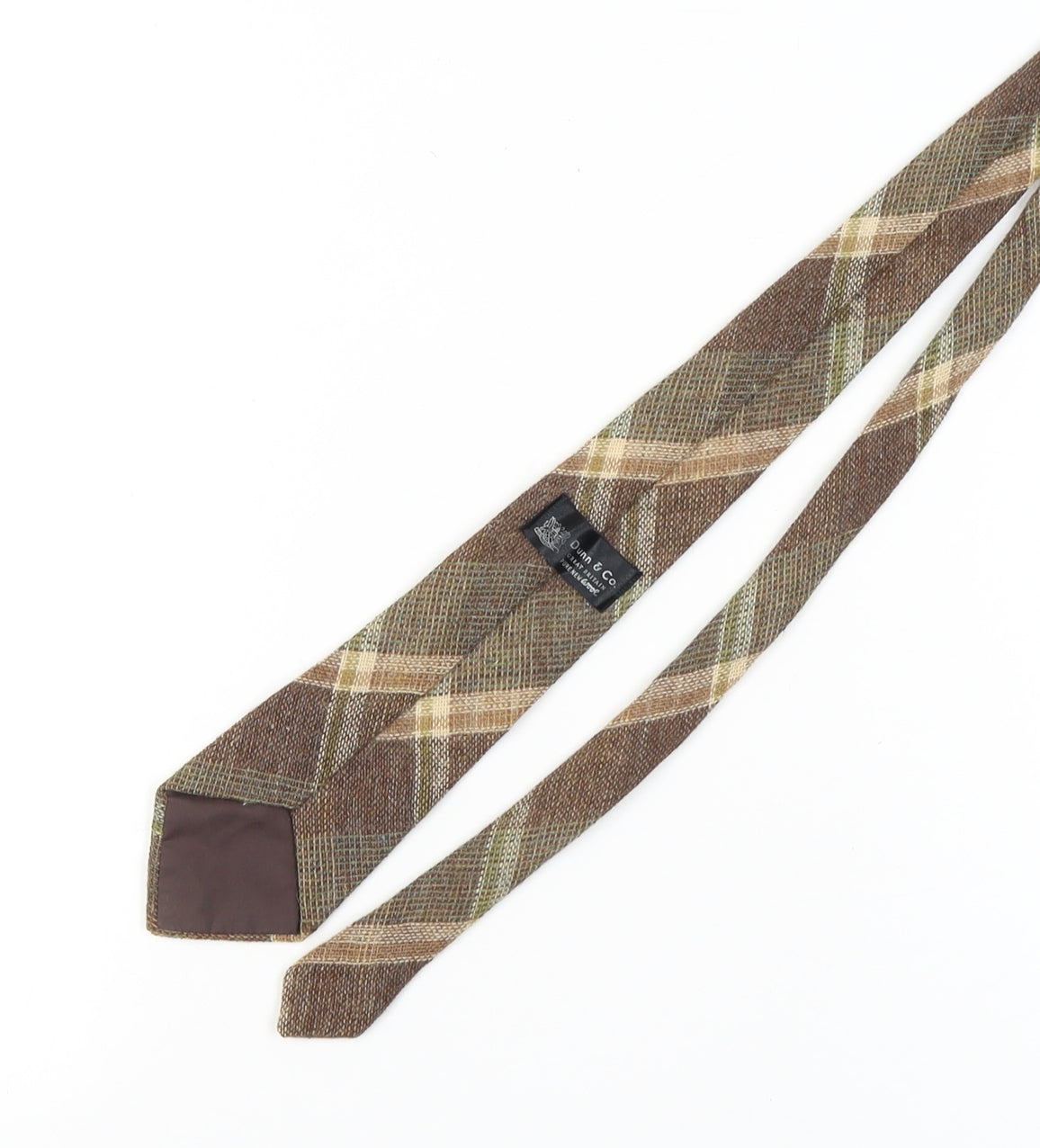 Dunn & Co Men's Brown Plaid Wool Tie Tweed