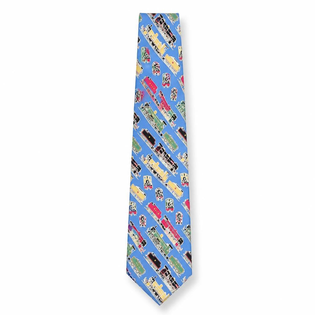 Front view of The Tie Studio Men's Blue Silk Designer Tie