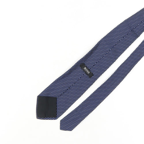 Hugo Boss Men's Blue Silk Geometric Tie