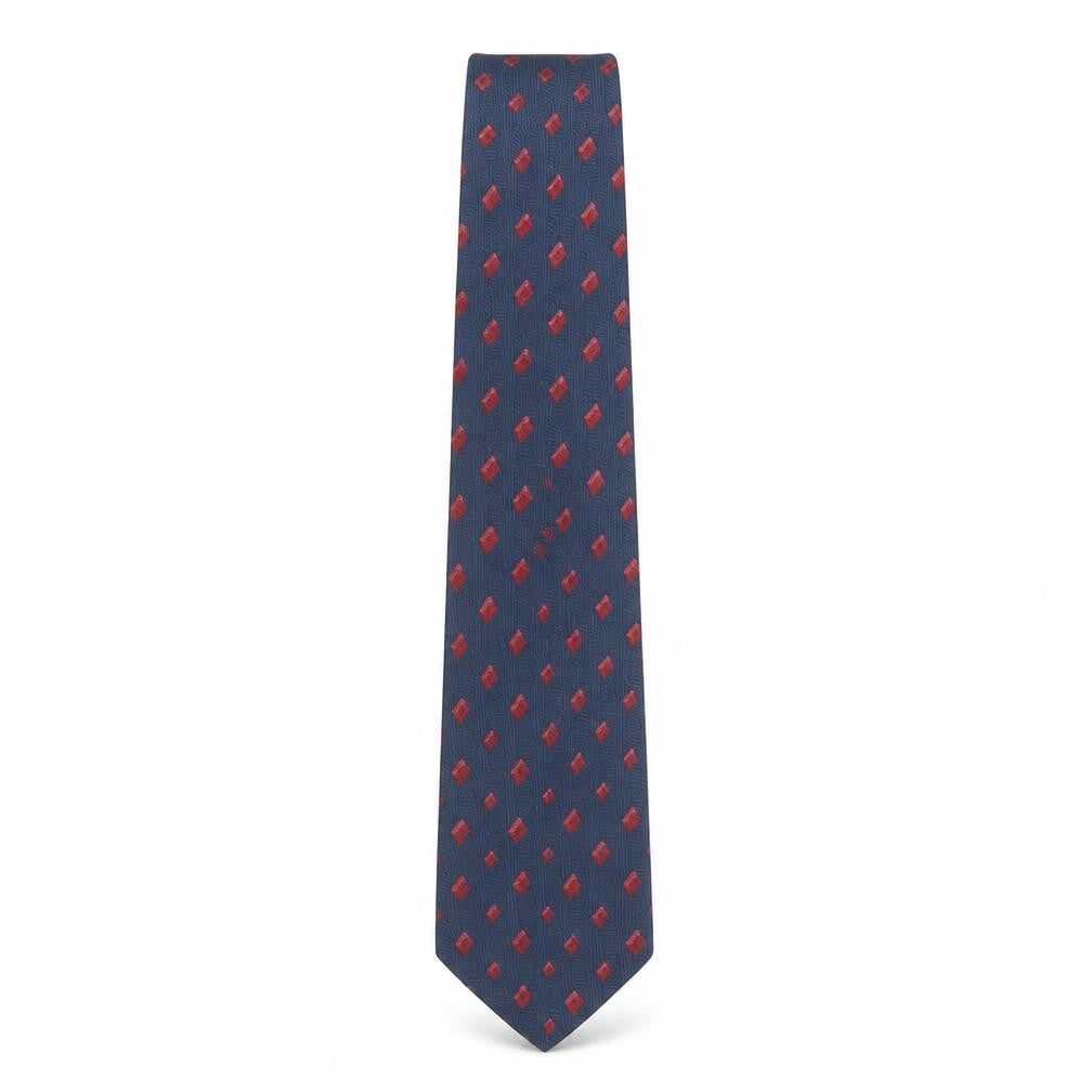 Front view of Ciro Citterio Men's Blue Geometric Tie - Polyester