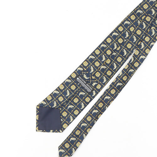 Jacques Estier Blue Silk Designer Fish Pattern Men's Tie